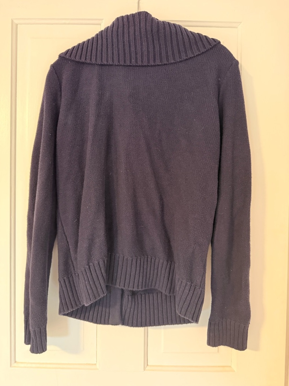 Lauren Ralph Lauren Navy Shawl-Collar Toggle Cardigan with Leather Trim - Picture 4 of 4